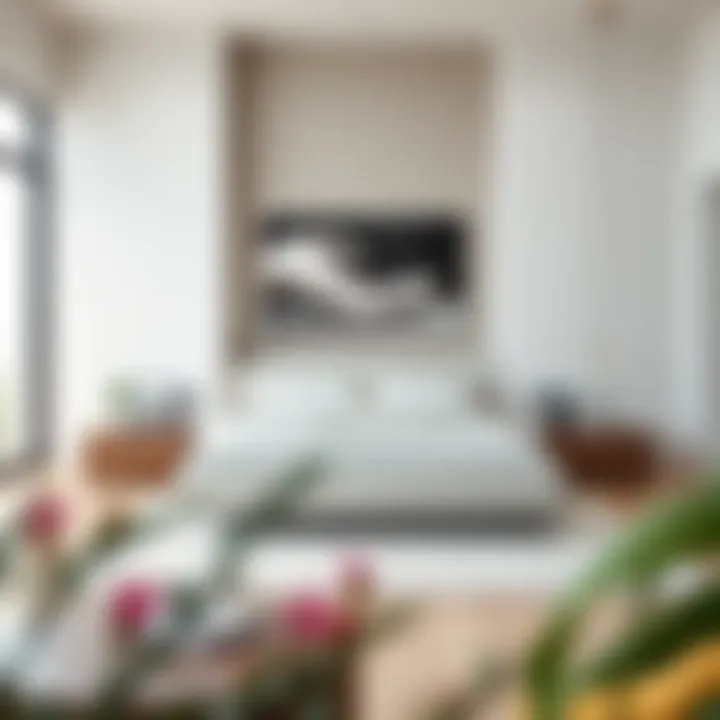 A sleek, minimalist king bed in a contemporary bedroom setting