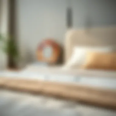 Close-up of the textures and materials used in a minimalist king bed