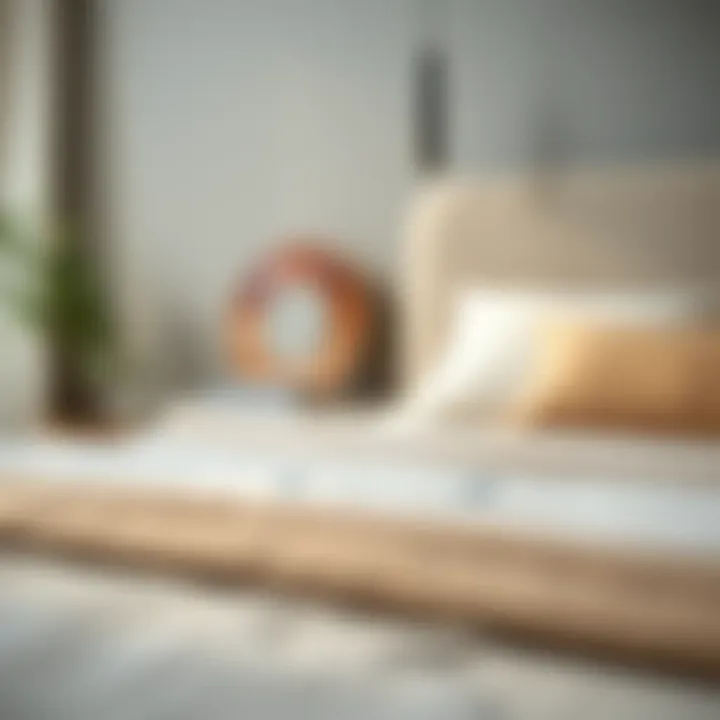 Close-up of the textures and materials used in a minimalist king bed