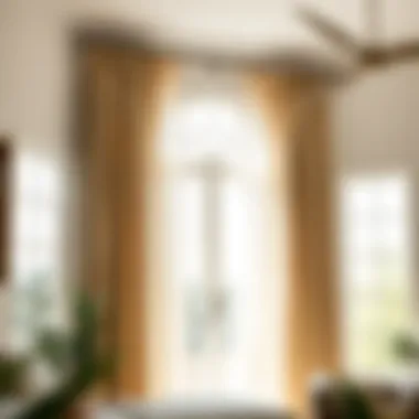 Elegant modern farmhouse drapes hanging in a sunlit room