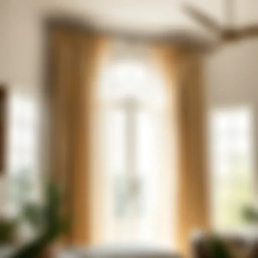 Elegant modern farmhouse drapes hanging in a sunlit room