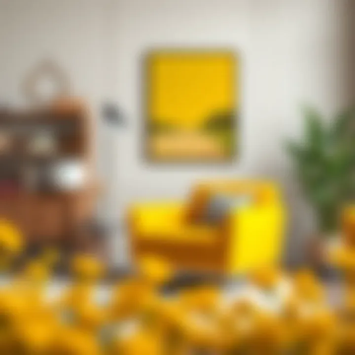 Mustard yellow accent chair harmoniously integrated into a contemporary decor scheme