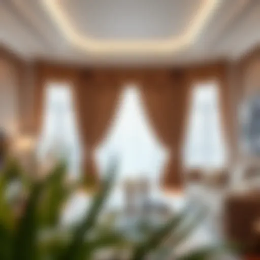 Elegant Living Room with Luxurious Drapes Elegant living room with luxurious drapes