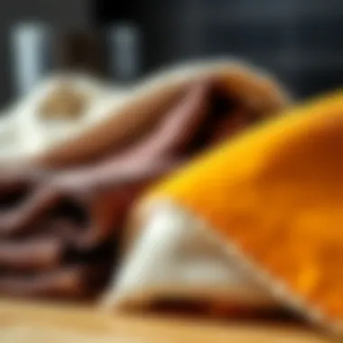 A close-up view of various materials used for splatter covers