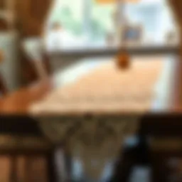 Elegant table runner with intricate lace details