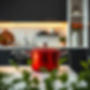 Sophisticated Kitchen Aesthetic Elegant display of an all-purpose pot in a modern kitchen setting