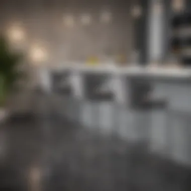 Arrangement of grey bar stools with chrome legs in a chic lounge setting