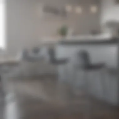 Grey bar stools seamlessly blending in with a contemporary dining area