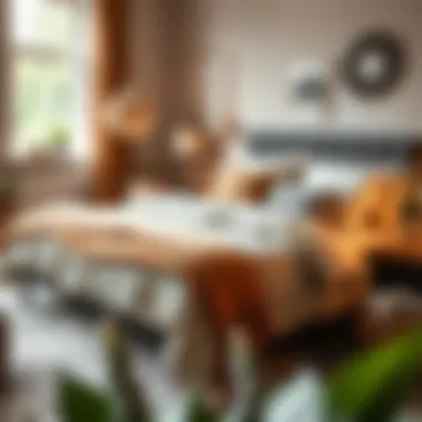 Stylish arrangement of king size bedding with complementary decor