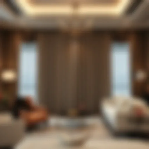 Luxurious fabric drapes in a modern living room setting