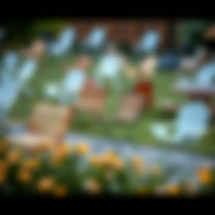 Variety of Small Outdoor Chairs in Garden Different types of small outdoor chairs displayed in a garden