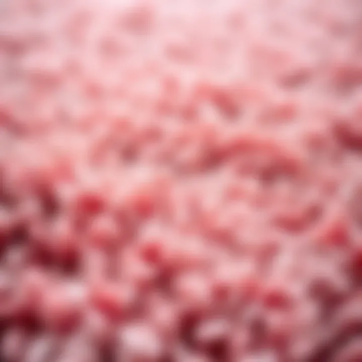 Close-up of textured pink throw rug fabric