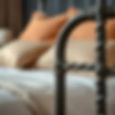 Detailing and Texture of Raw Iron Bed Close-up of raw iron bed detailing emphasizing texture