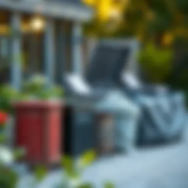 Different types of outdoor trash bag holders displayed