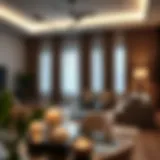 Elegant living room featuring peri blackout curtains