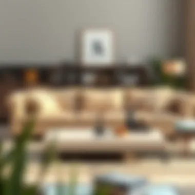 Beige Sofa with Minimalist Coffee Table Stylish arrangement of a beige sofa with a minimalist coffee table