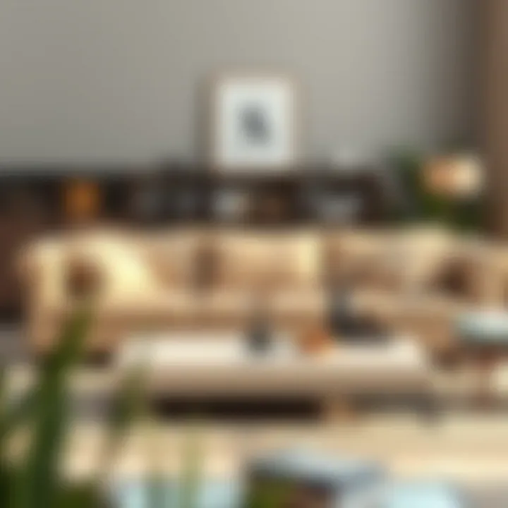 Beige Sofa with Minimalist Coffee Table Stylish arrangement of a beige sofa with a minimalist coffee table