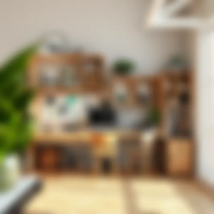 Artistic Workspace with Cube Storage Creative arrangement of cube storage in an artistic workspace