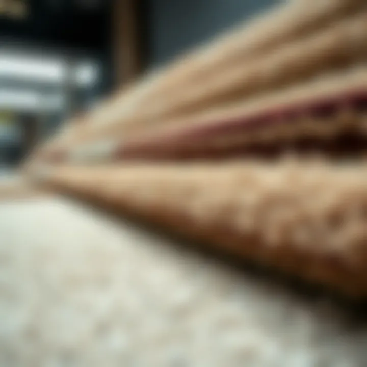 Diverse carpet samples showcasing various textures and colors