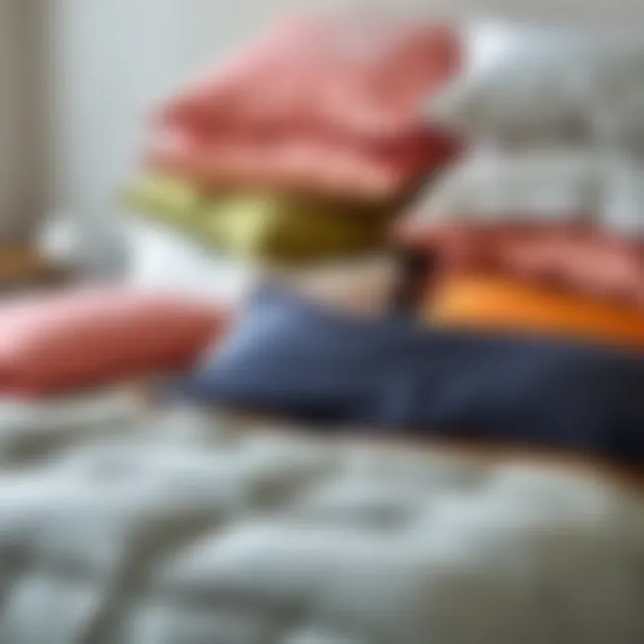 Trendy color palette of comforters reflecting current bedding trends in a stylish arrangement