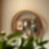 Elegant circular shelf showcasing decorative items