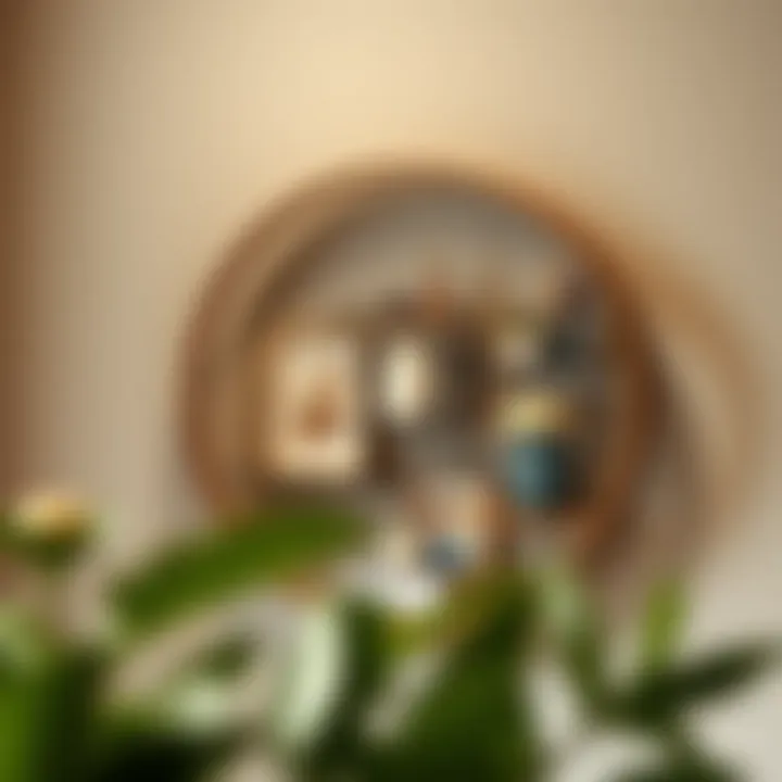 Elegant circular shelf showcasing decorative items