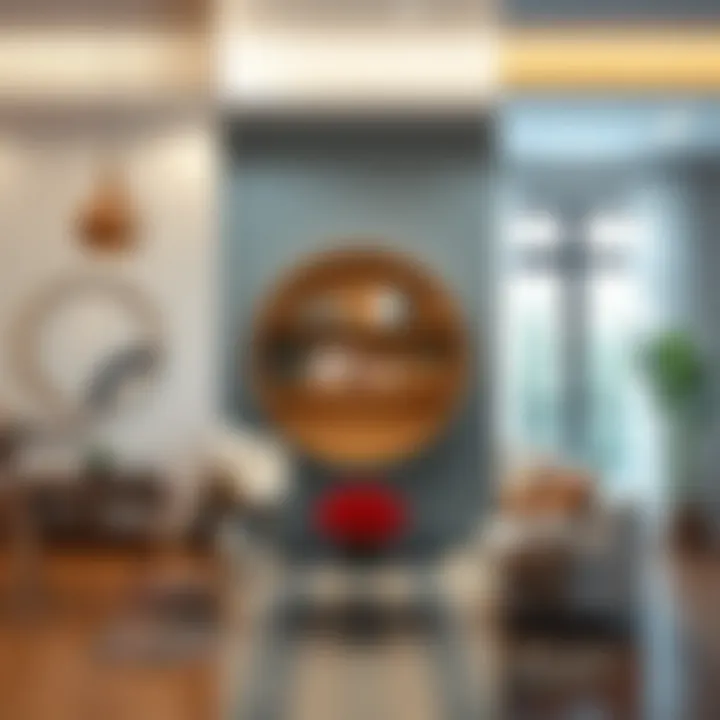 Circle shelf integrated into various interior designs