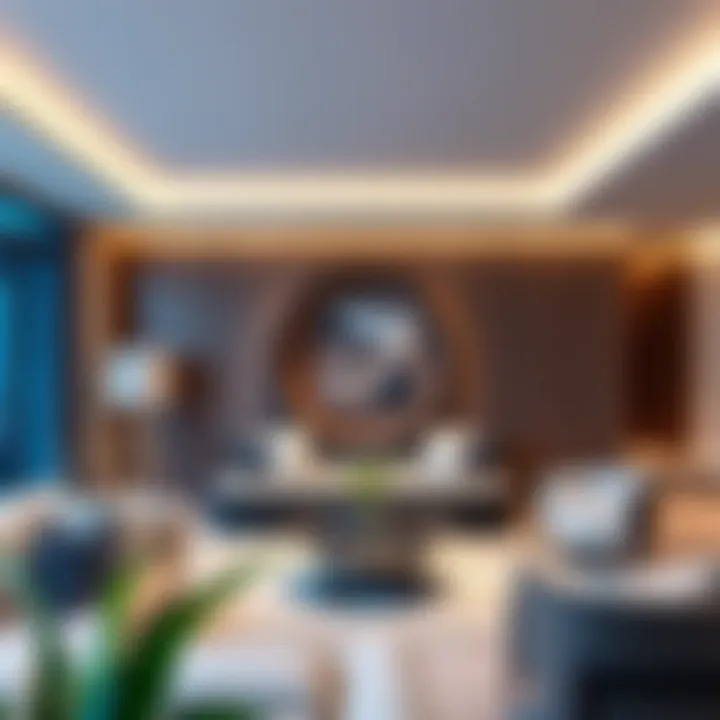 Modern living room featuring the Wayfair Circle Shelf