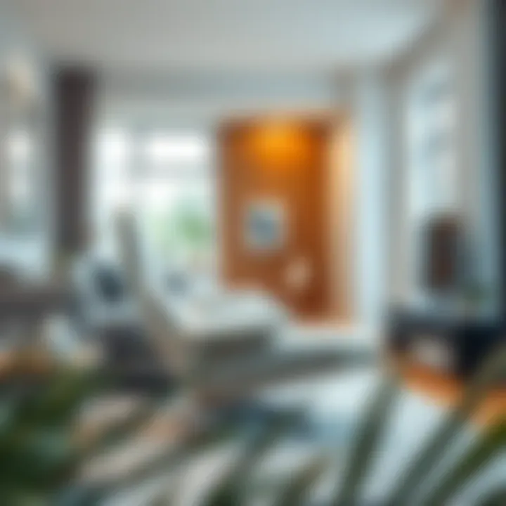 A stylish living room featuring a white ergonomic chair